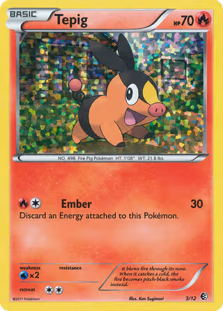 Tepig 3/12 Pokemon card