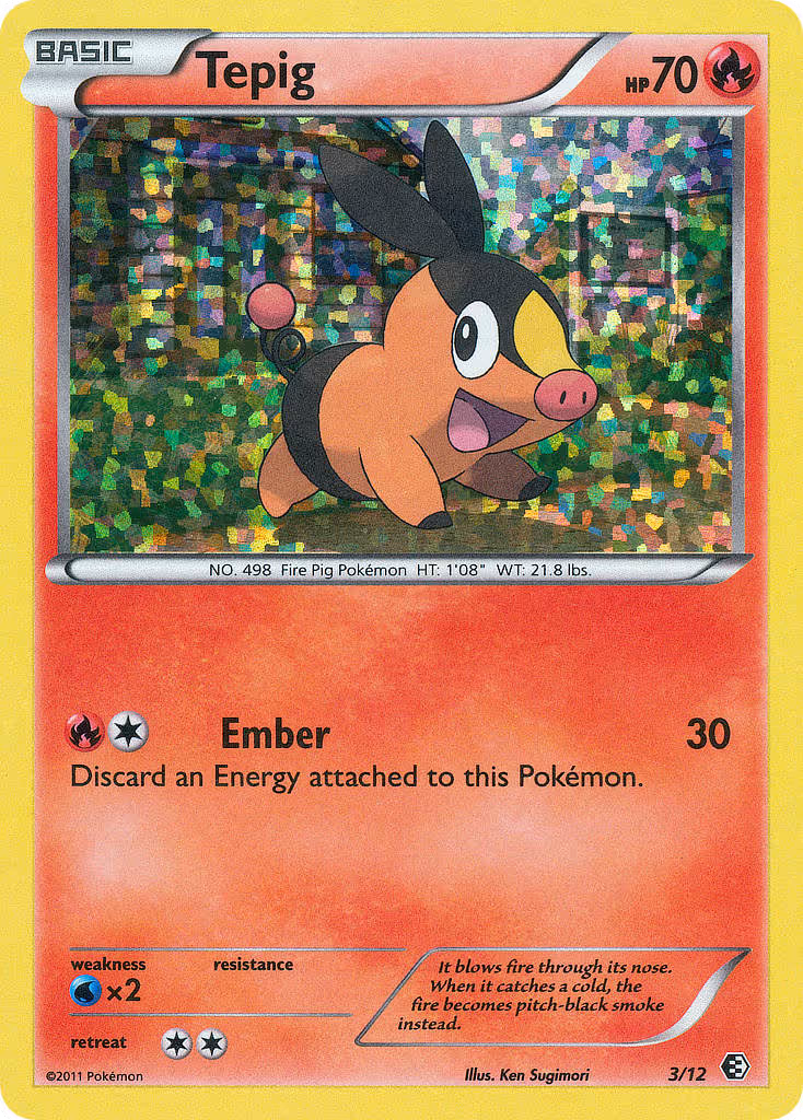 Tepig 3/12 Pokemon card