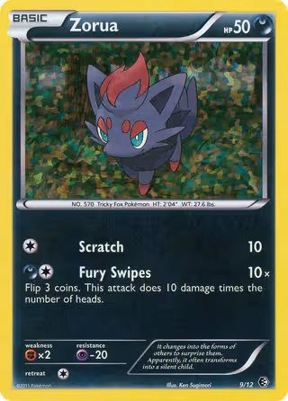 Zorua 9/12 Pokemon card