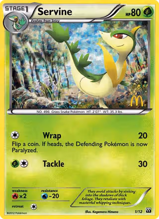 Servine 1/12 Pokemon card