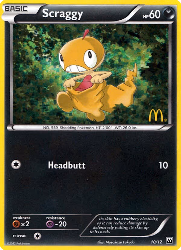 Scraggy 10/12 Pokemon card
