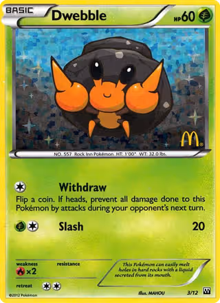 Dwebble 3/12 Pokemon card