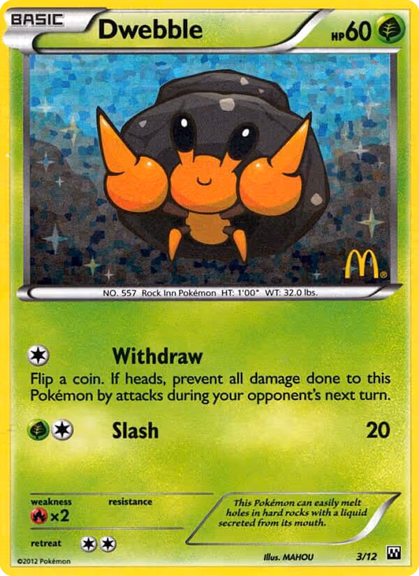 Dwebble 3/12 Pokemon card