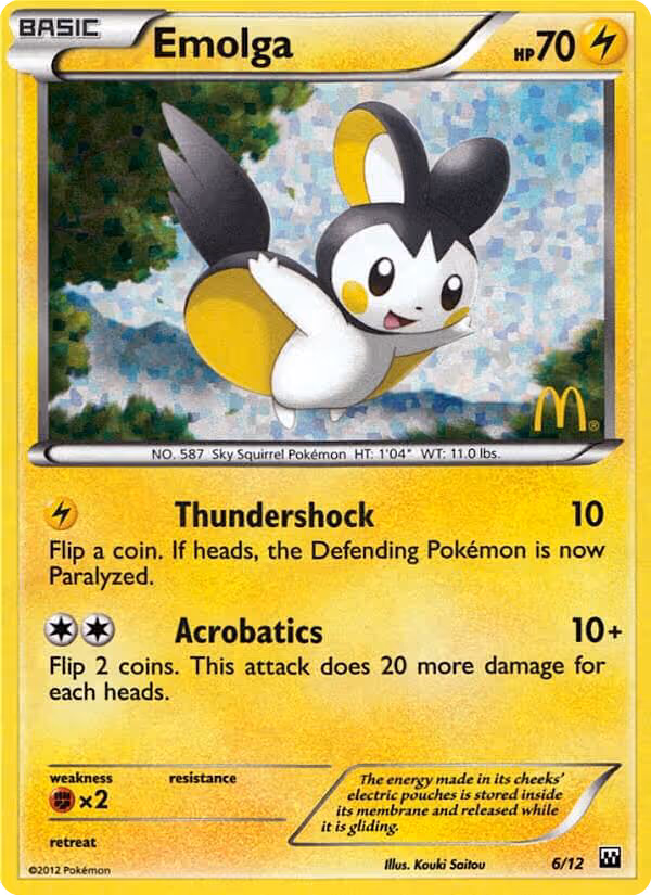 Emolga 6/12 Pokemon card