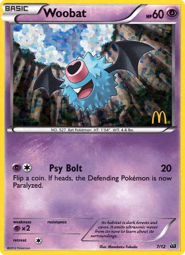 Woobat 7/12 Pokemon card
