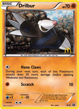 Drilbur 8/12 Pokemon card