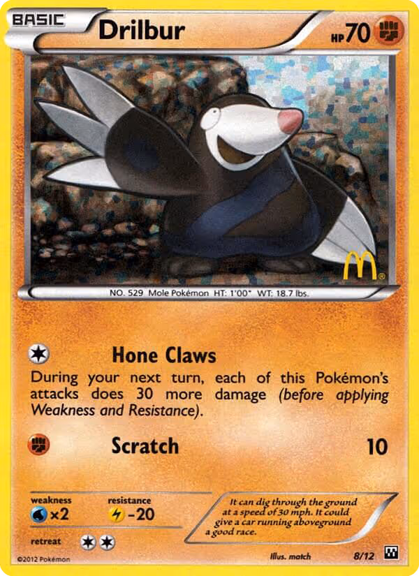 Drilbur 8/12 Pokemon card
