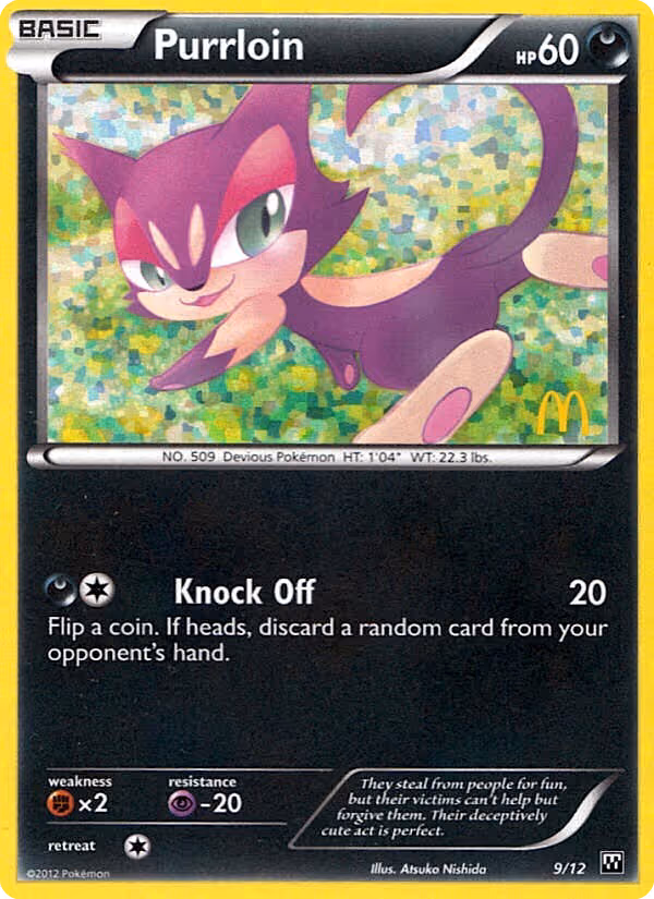 Purrloin 9/12 Pokemon card