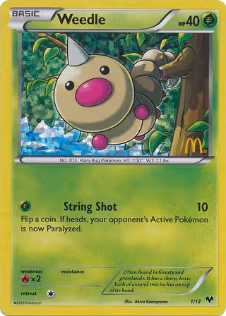 Weedle 1/12 Pokemon card