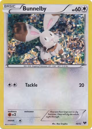 Bunnelby 10/12 Pokemon card