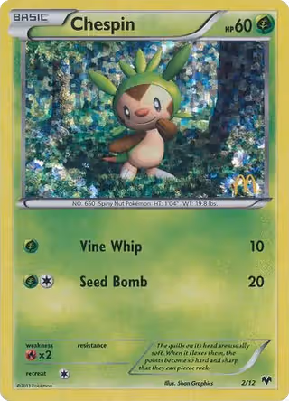 Chespin 2/12 Pokemon card