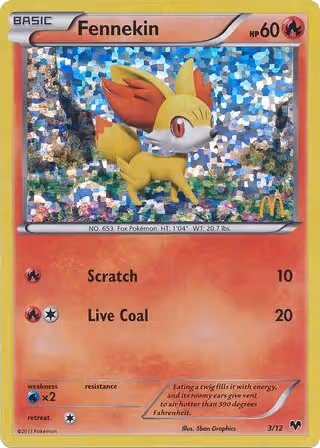 Fennekin 3/12 Pokemon card