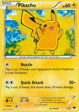 Pikachu 5/12 Pokemon card