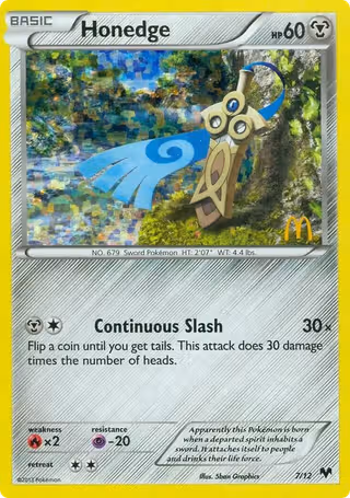 Honedge 7/12 Pokemon card