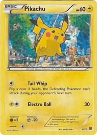 Pikachu 6/12 Pokemon card