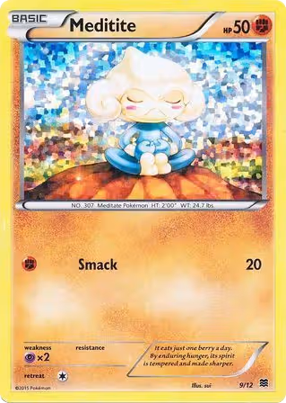 Meditite 9/12 Pokemon card
