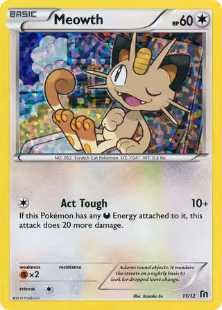 Meowth 11/12 Pokemon card