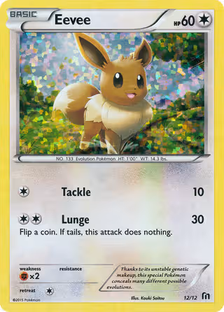 Eevee 12/12 Pokemon card