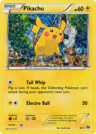 Pikachu 6/12 Pokemon card