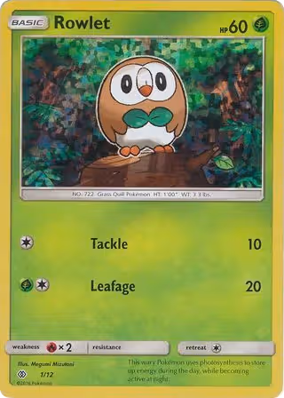 Rowlet 1/12 Pokemon card