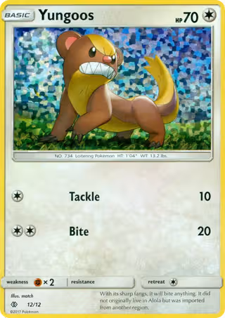 Yungoos 12/12 Pokemon card