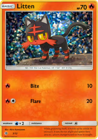 Litten 3/12 Pokemon card