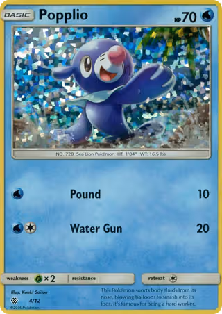 Popplio 4/12 Pokemon card