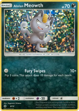 Alolan Meowth 8/12 Pokemon card