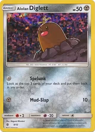 Alolan Diglett 9/12 Pokemon card