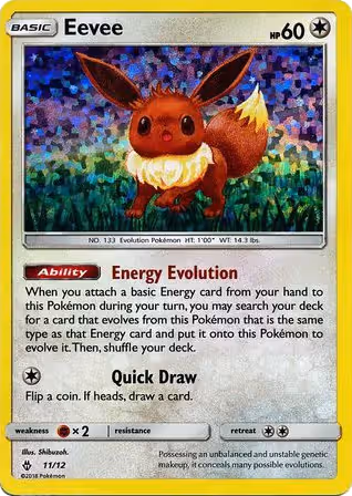 Eevee 11/12 Pokemon card