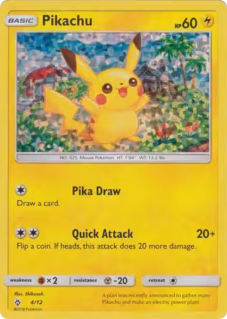 Pikachu 4/12 Pokemon card