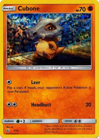 Cubone 7/12 Pokemon card