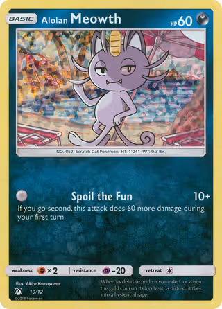 Alolan Meowth 10/12 Pokemon card