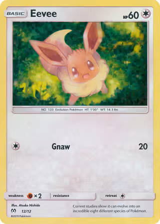 Eevee 12/12 Pokemon card