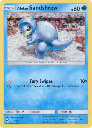 Alolan Sandshrew 4/12 Pokemon card