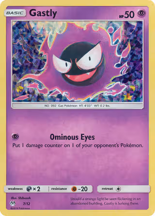 Gastly 7/12 Pokemon card