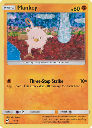 Mankey 8/12 Pokemon card