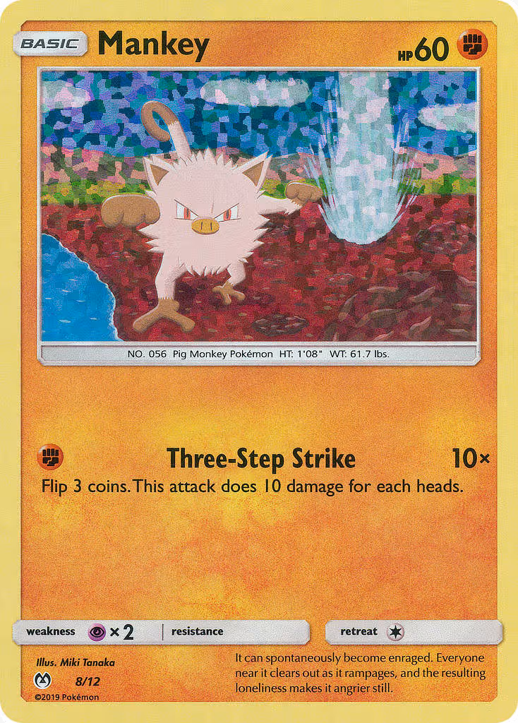 Mankey 8/12 Pokemon card