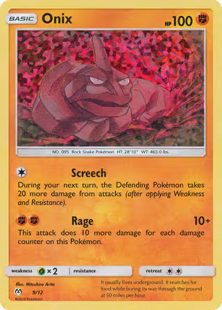 Onix 9/12 Pokemon card