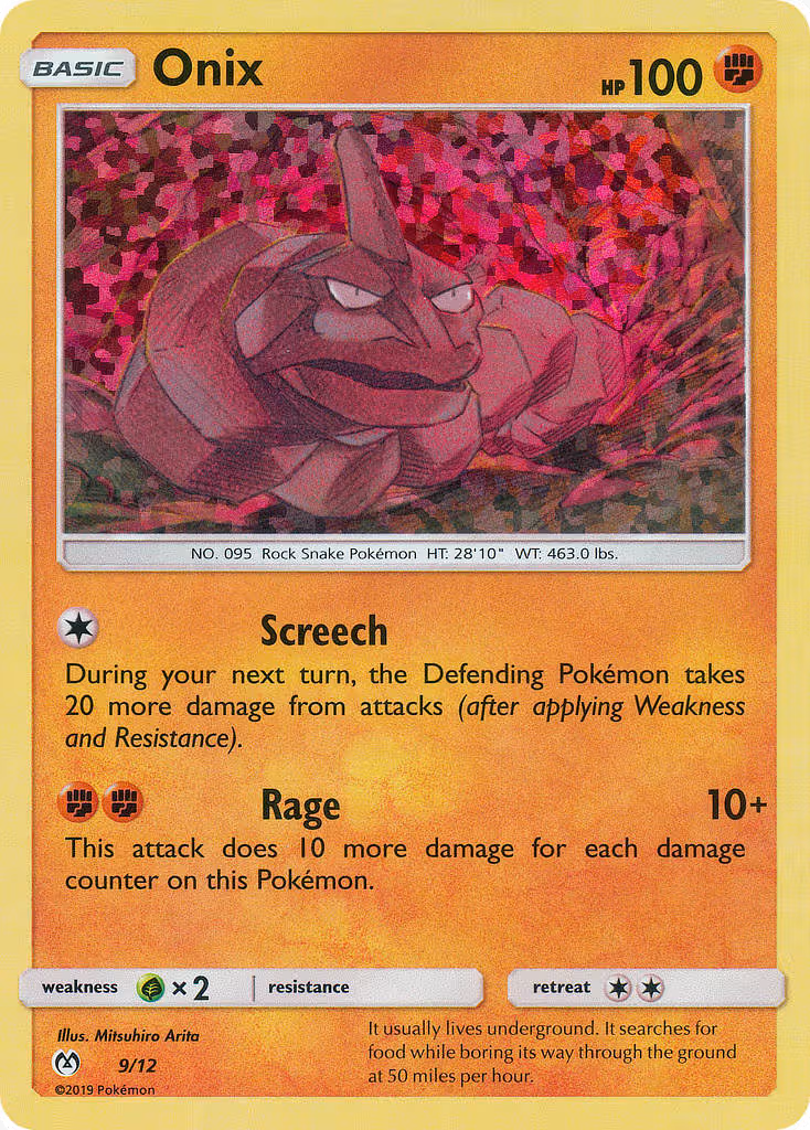 Onix 9/12 Pokemon card