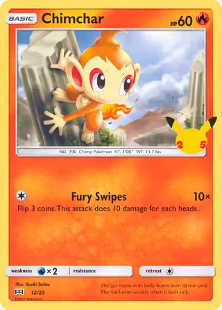 Chimchar 12/25 Pokemon card