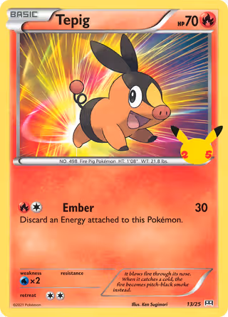 Tepig 13/25 Pokemon card