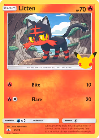 Litten 15/25 Pokemon card