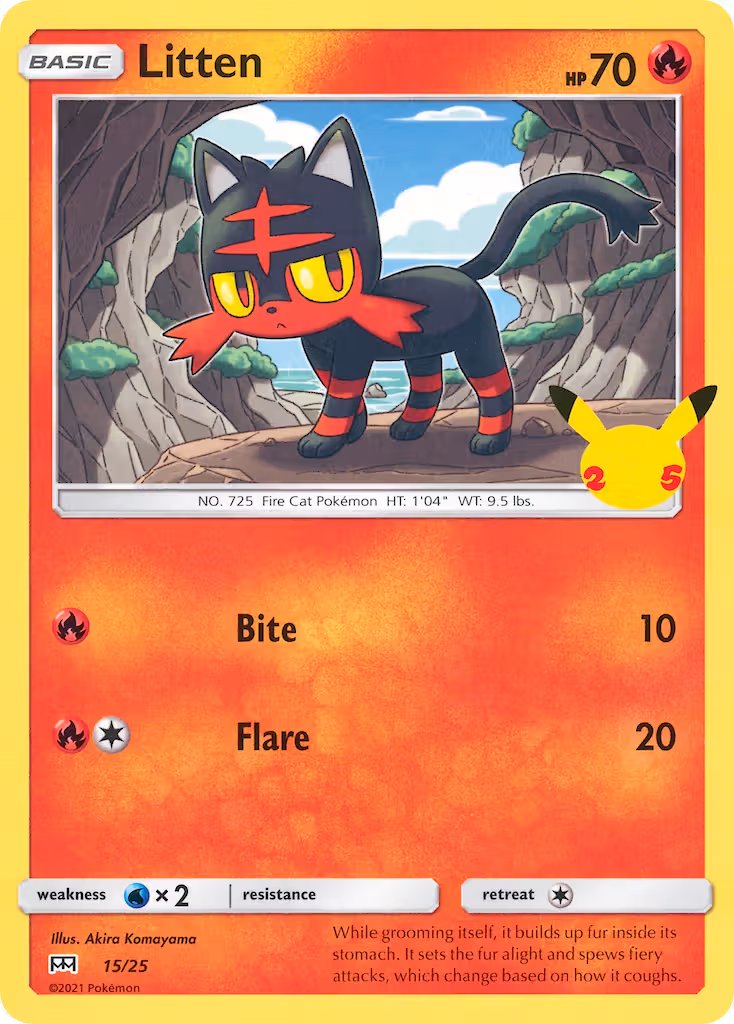Litten 15/25 Pokemon card
