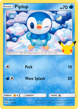 Piplup 20/25 Pokemon card