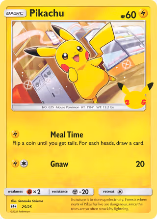 Pikachu 25/25 Pokemon card