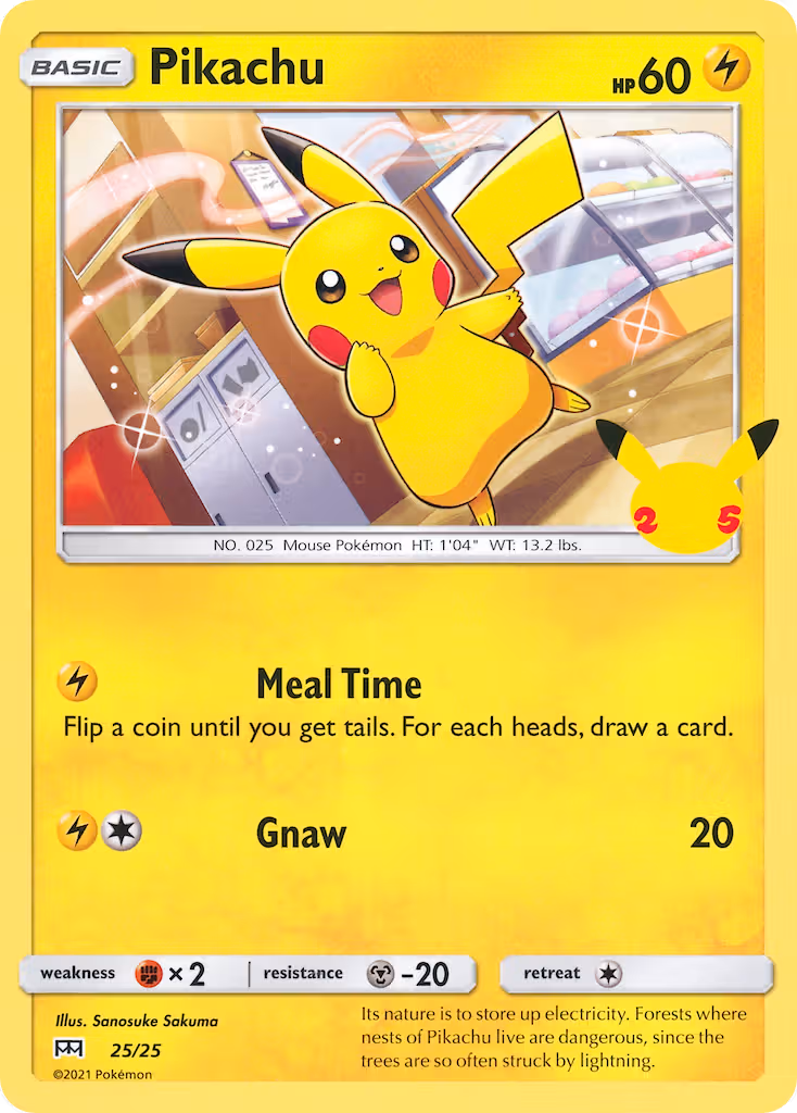 Pikachu 25/25 Pokemon card