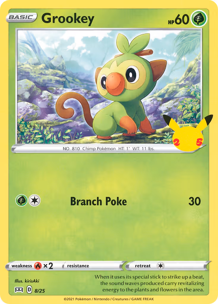 Grookey 8/25 Pokemon card