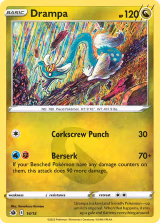 Drampa 14/15 Pokemon card