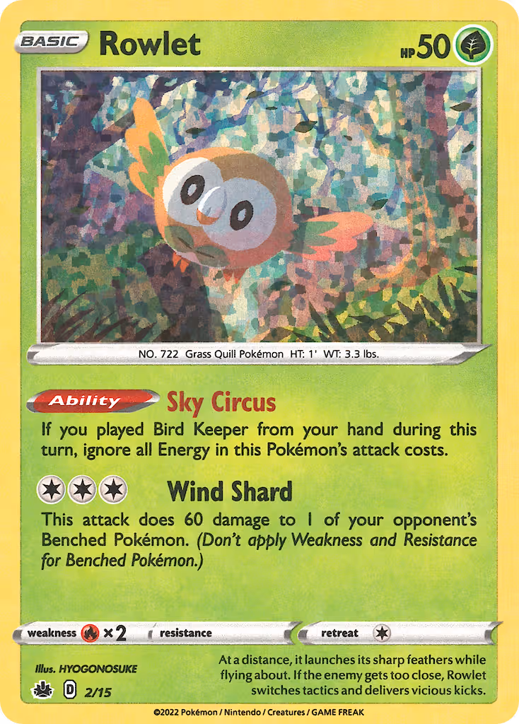 Rowlet 2/15 Pokemon card